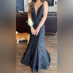 La Femme black lace prom dress - size 0